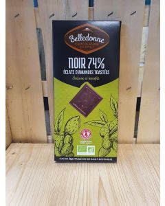 Chocolat noir 74%  amandes toasté 100g - ANTIGASPI sur DLUO-JP2